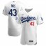 Los Angeles Dodgers #43 Edwin Rios Mens Nike White Home 2020 World Series Champions Authentic Player MLB Jersey