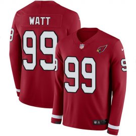 Nike Arizona Cardinals #99 J.J. Watt Red Team Color Mens Stitched NFL Limited Therma Long Sleeve Jersey