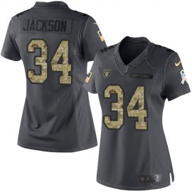 Nike Las Vegas Raiders #34 Bo Jackson Black Womens Stitched NFL Limited 2016 Salute to Service Jersey