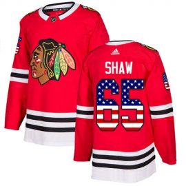 Adidas Chicago Blackhawks #65 Andrew Shaw Red Home Authentic USA Flag Stitched Youth NHL Jersey