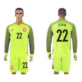 Holland #22 Vorm Green Long Sleeves Goalkeeper Soccer Country Jersey
