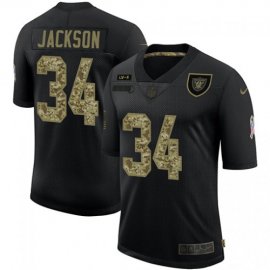 Las Vegas Raiders #34 Bo Jackson Mens Nike 2020 Salute To Service Camo Limited NFL Jersey Black
