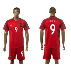 Portugal #9 Eser Home Soccer Country Jersey