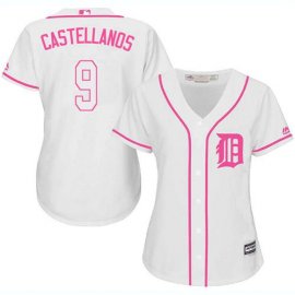 Detroit Tigers #9 Nick Castellanos White/Pink Fashion Womens Stitched MLB Jersey