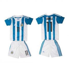 Argentina #11 Lamela Home Kid Soccer Country Jersey
