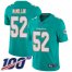 Nike Miami Dolphins #52 Raekwon McMillan Aqua Green Team Color Mens Stitched NFL 100th Season Vapor Limited Jersey