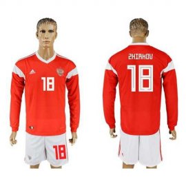 Russia #18 Zhirkov Red Home Long Sleeves Soccer Country Jersey