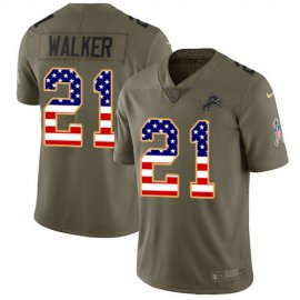 Nike Detroit Lions #21 Tracy Walker Olive/USA Flag Mens Stitched NFL Limited 2017 Salute To Service Jersey
