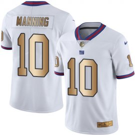 Nike New York Giants #10 Eli Manning White Mens Stitched NFL Limited Gold Rush Jersey
