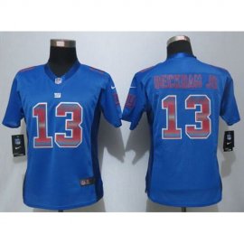 Nike New York Giants #13 Odell Beckham Jr Royal Blue Team Color Womens Stitched NFL Elite Strobe Jersey
