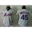 New York Mets #45 Zack Wheeler Cream(Blue Strip) Womens Fashion Stitched MLB Jersey