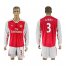 Arsenal #3 Gibbs Red Home Long Sleeves Soccer Club Jersey