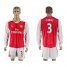 Arsenal #3 Gibbs Red Home Long Sleeves Soccer Club Jersey