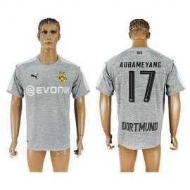 Dortmund #17 Aubameyang Grey Soccer Club Jersey