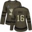 Adidas St. Louis Blues #16 Brett Hull Green Salute to Service Stanley Cup Champions Womens Stitched NHL Jersey