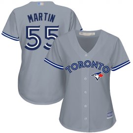 Toronto Blue Jays #55 Russell Martin Grey Road Womens Stitched MLB Jersey