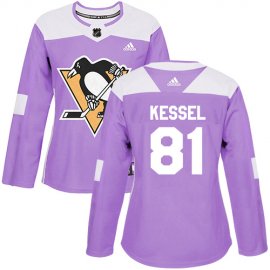 Adidas Pittsburgh Penguins #81 Phil Kessel Purple Authentic Fights Cancer Womens Stitched NHL Jersey