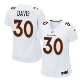 Nike Denver Broncos #30 Terrell Davis White Womens Stitched NFL Game Event Jersey