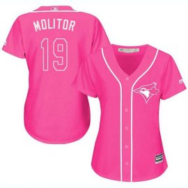 Toronto Blue Jays #19 Paul Molitor Pink Fashion Womens Stitched MLB Jersey