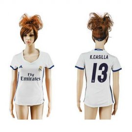 Womens Real Madrid #13 K.Casilla Home Soccer Club Jersey