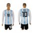 Argentina #10 Messi Home Long Sleeves Soccer Country Jersey