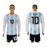 Argentina #10 Messi Home Long Sleeves Soccer Country Jersey