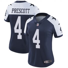 Nike Dallas Cowboys #4 Dak Prescott Navy Blue Thanksgiving Womens Stitched NFL Vapor Untouchable Limited Throwback Jersey