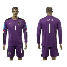 Austria #1 Almer Purple Goalkeeper Long Sleeves Soccer Country Jersey