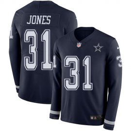 Nike Dallas Cowboys #31 Byron Jones Navy Blue Team Color Mens Stitched NFL Limited Therma Long Sleeve Jersey