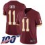 Nike Washington Football Team #11 Alex Smith Burgundy Red Team Color Mens Stitched NFL 100th Season Vapor Limited Jersey