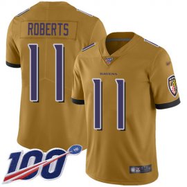 Nike Baltimore Ravens #11 Seth Roberts Gold Mens Stitched NFL Limited Inverted Legend 100th Season Jersey
