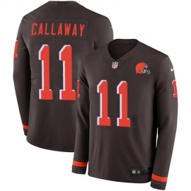 Nike Cleveland Browns #11 Antonio Callaway Brown Team Color Mens Stitched NFL Limited Therma Long Sleeve Jersey