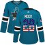 Adidas San Jose Sharks #28 Timo Meier Teal Home Authentic USA Flag Womens Stitched NHL Jersey