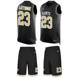 Nike New Orleans Saints #23 Marshon Lattimore Black Team Color Mens Stitched NFL Limited Tank Top Suit Jersey
