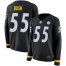 Nike Pittsburgh Steelers #55 Devin Bush Black Team Color Womens Stitched NFL Limited Therma Long Sleeve Jersey
