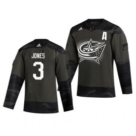 Columbus Blue Jackets #3 Seth Jones Adidas 2019 Veterans Day Mens Authentic Practice NHL Jersey Camo