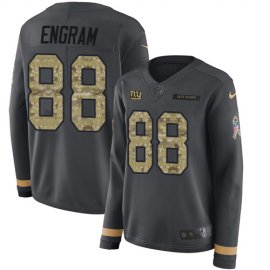 Nike New York Giants #88 Evan Engram Anthracite Salute to Service Womens Stitched NFL Limited Therma Long Sleeve Jersey