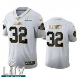 Kansas City Chiefs #32 Tyrann Mathieu Mens Nike White Golden Super Bowl LIV 2020 Edition Vapor Limited NFL 100 Jersey