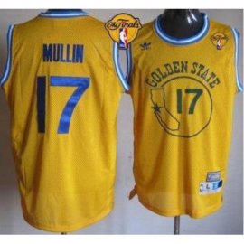 Warriors #17 Chris Mullin Gold Throwback The Finals Patch Stitched NBA Jersey
