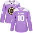 Adidas Boston Bruins #10 Anders Bjork Purple Authentic Fights Cancer Womens Stitched NHL Jersey