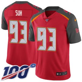 Nike Tampa Bay Buccaneers #93 Ndamukong Suh Red Team Color Mens Stitched NFL 100th Season Vapor Untouchable Limited Jersey