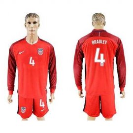 USA #4 Bradley Away Long Sleeves Soccer Country Jersey