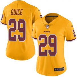 Nike Washington Football Team #29 Derrius Guice Gold Womens Stitched NFL Limited Rush Jersey