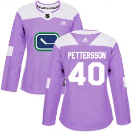 Adidas Vancouver Canucks #40 Elias Pettersson Purple Authentic Fights Cancer Womens Stitched NHL Jersey