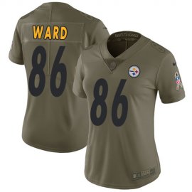 Nike Pittsburgh Steelers #86 Hines Ward Olive Womens Stitched NFL Limited 2017 Salute to Service Jersey