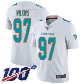 Nike Miami Dolphins #97 Christian Wilkins White Mens Stitched NFL 100th Season Vapor Limited Jersey