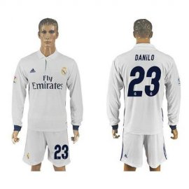 Real Madrid #23 Danilo White Home Long Sleeves Soccer Club Jersey