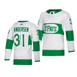 Toronto Maple Leafs #31 Frederik Andersen adidas White 2019 St. Patricks Day Authentic Player Stitched NHL Jersey