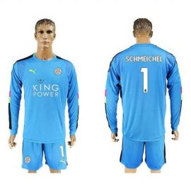 Leicester City #1 Schmeichel Light Blue Goalkeeper Long Sleeves Soccer Club Jersey