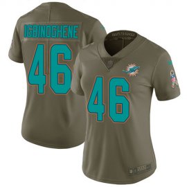 Nike Miami Dolphins #46 Noah Igbinoghene Olive Womens Stitched NFL Limited 2017 Salute To Service Jersey